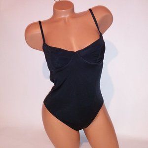 Victoria Secret One Piece Swim Solid Black Cutout Back Underwire New